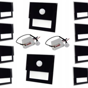 Zestaw 8x Oprawa schodowa LED 230+ 2 czujka ruchu CZARNA CIEPŁA LUB ZIMNA