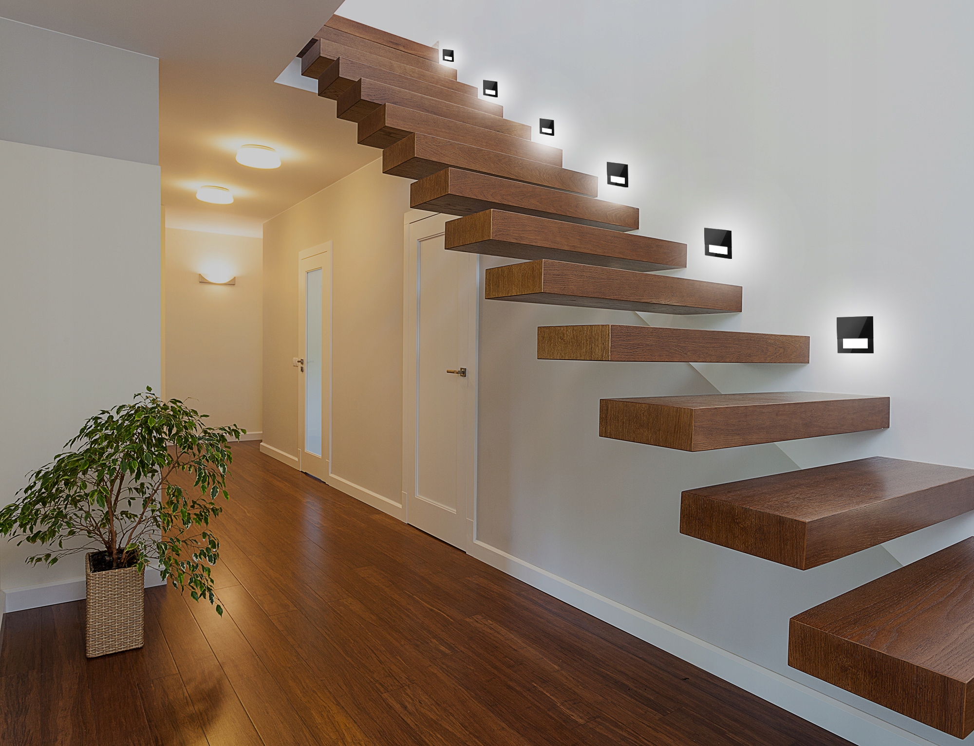 Lampki schodowe z CZUJNIKIEM RUCHU zmierzchu 230v 2W LED Z CZARNA NEUTRALNA - obrazek 9