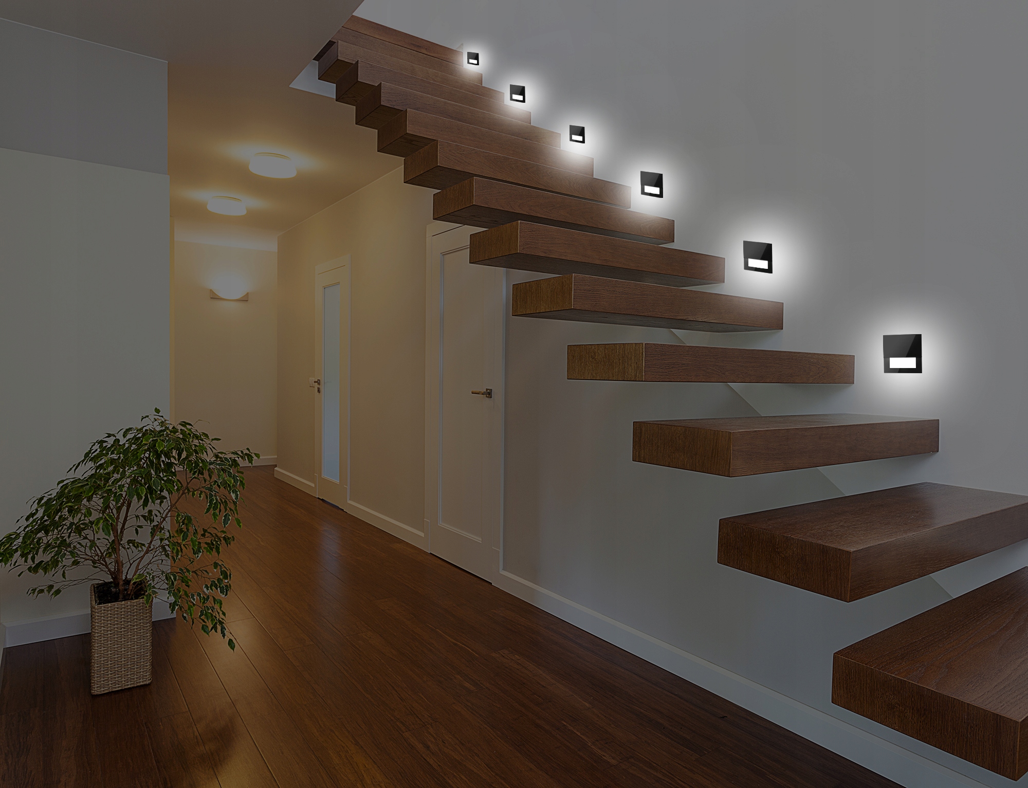 Lampki schodowe z CZUJNIKIEM RUCHU zmierzchu 230v LED SREBRNA ZIMNA 6000k - obrazek 10