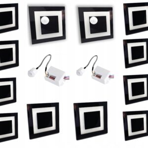 Zestaw 10x Oprawa schodowa LED 230+ 2 czujka ruchu CZARNA CIEPŁA LUB ZIMNA