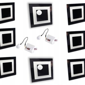 Zestaw 6x Oprawa schodowa LED 230+ 2 czujka ruchu CZARNA CIEPŁA LUB ZIMNA