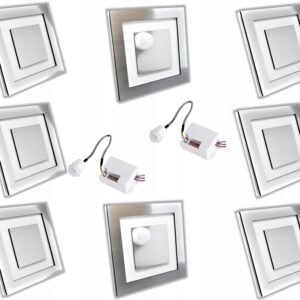 Zestaw 6x Lampka schodowa LED 230+ 2 czujka ruchu SREBRNA ZIMNA LUB CIEPŁA