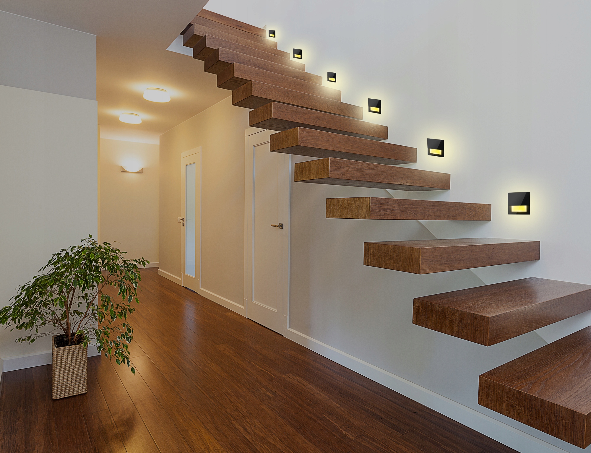 Oświetlenie schodowe z CZUJNIKIEM RUCHU zmierzchu 230v LED CZARNA CIEPŁA - obrazek 13