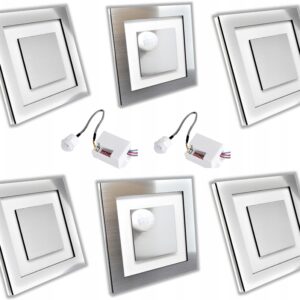 Zestaw 4x Lampka schodowa LED 230+ 2 czujka ruchu SREBRNA ZIMNA LUB CIEPŁA