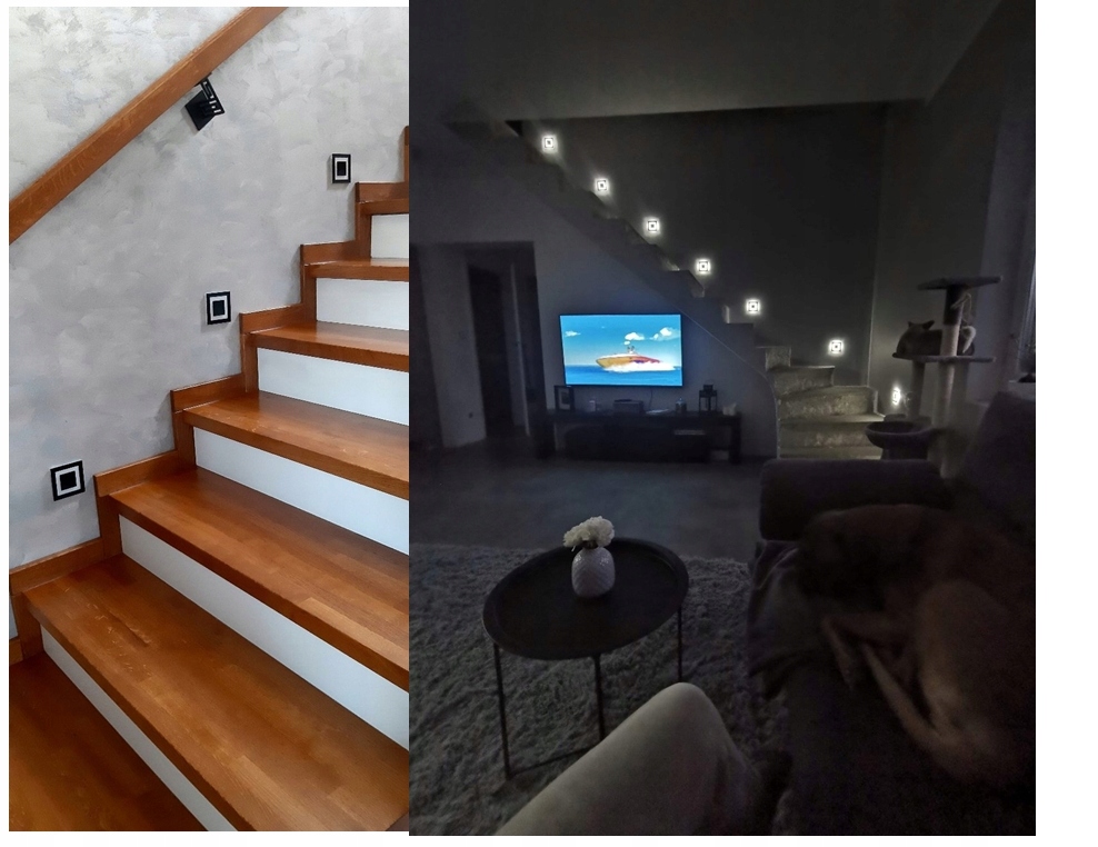 OPRAWA SCHODOWA z CZUJNIKIEM ruchu zmierzchu 230v LED SREBRNA ZIMNA 6000k - obrazek 15