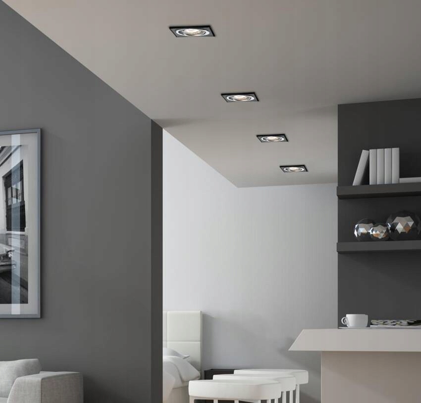 OPRAWA SUFITOWA halogenowa wpuszczana szkło LED GU10 kwadratowa BIAŁA - obrazek 7